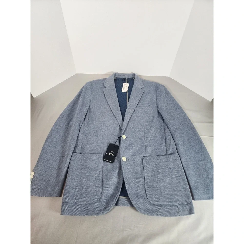 NWT Lot Michael Strahan Mens Modern Fit Knit Sport Coat Blazer Blue Grey Navy M